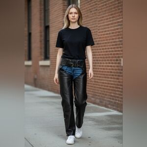 First Classic Leather Gear Chaps Women Corset Snap Zip Biker Sturdy Small